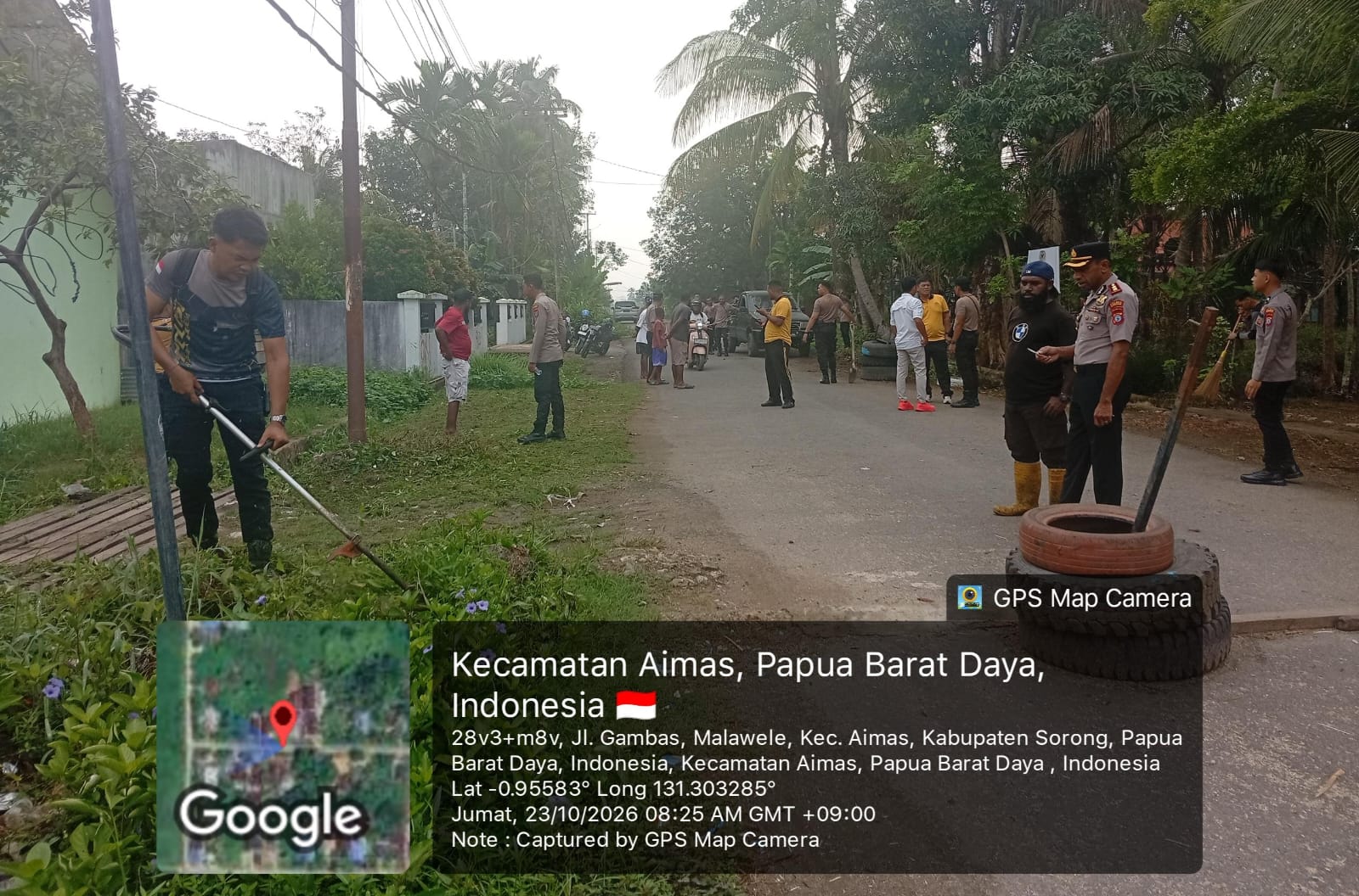 Wujudkan Lingkungan Bersih dan Hijau, Polres Sorong Gelar Kerja Bakti Green Policing di Aimas