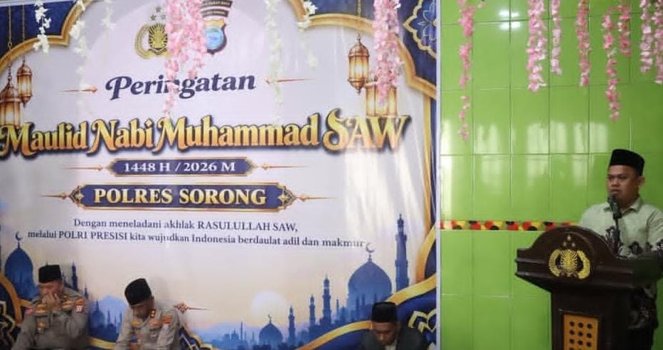 Semarak Penuh Khidmat, Kapolres Sorong Hadiri Peringatan Maulid Nabi Muhammad SAW 1448 H/2026 M