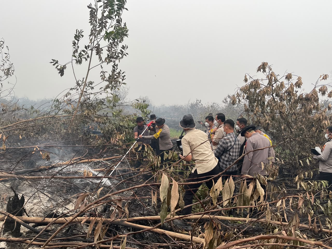 Bersama Aslog Kapolri, Kapolda Kalteng Cek Pemadaman Karhutla dengan Cairan X-Fire